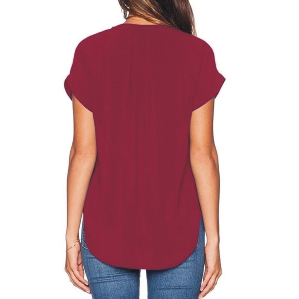 2019 летние Для женщин Повседневное шифоновые блузки топы сексуальный v-образный