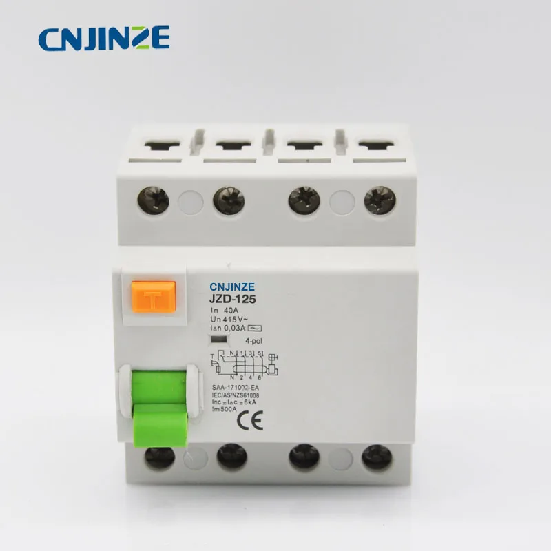ID 63A 4 полюса A/AC электронный Тип RCCB Электрический выключатель утечки зеленая