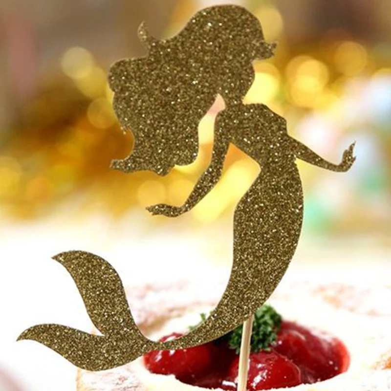 Набор из 30 штук декораций для вечеринки в стиле Русалочки Cake Topper Wedding Flags Baby Shower Decorating Supplies CTB003 on.