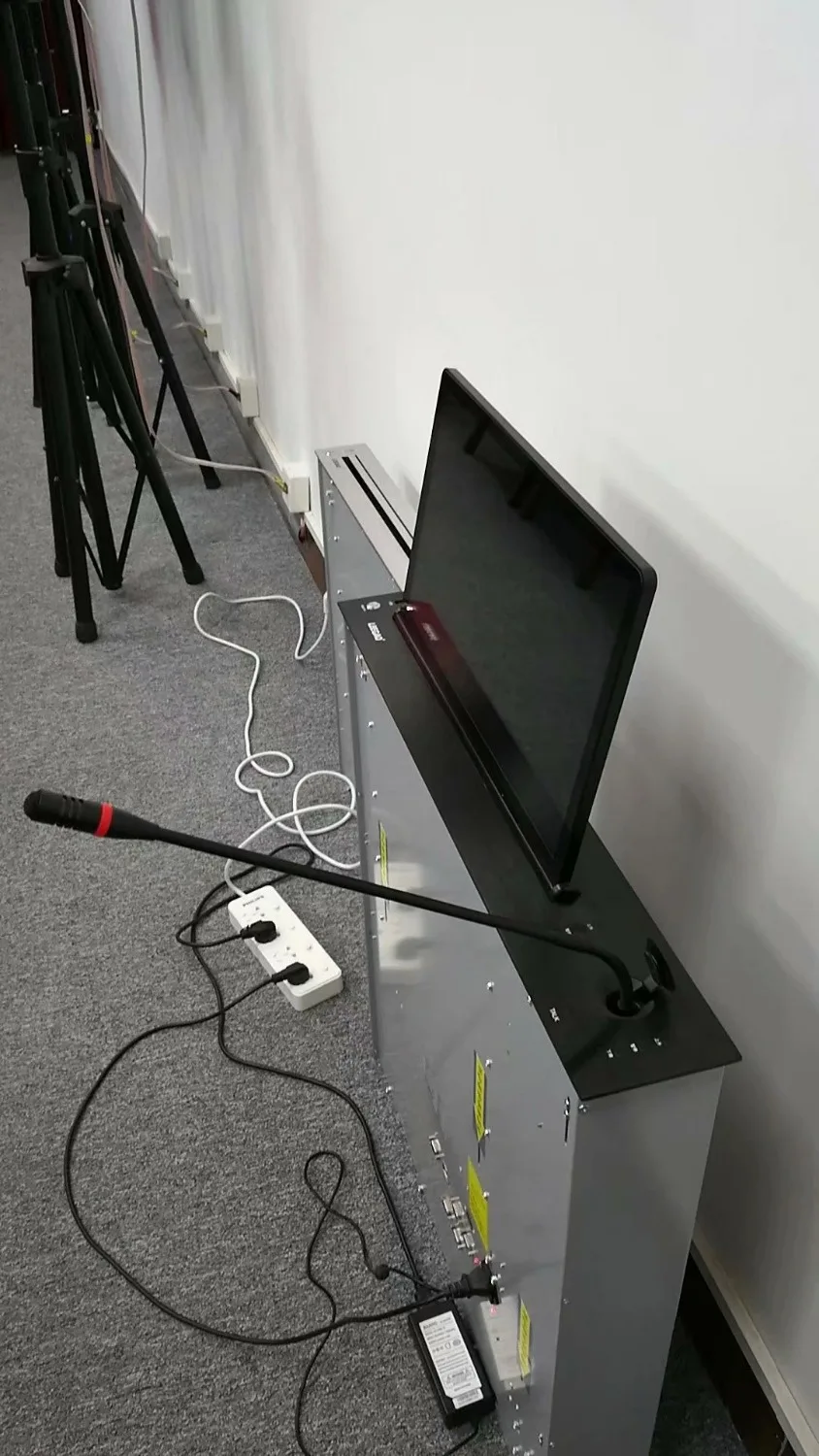 Ультратонкий ЖК монитор подъемная машина по индивидуальному заказу с микрофоном