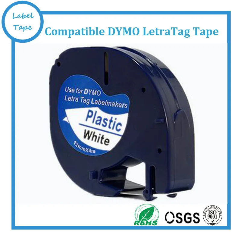 

Compatible dymo label marker tape 12mm black on white dymo letratag 91201
