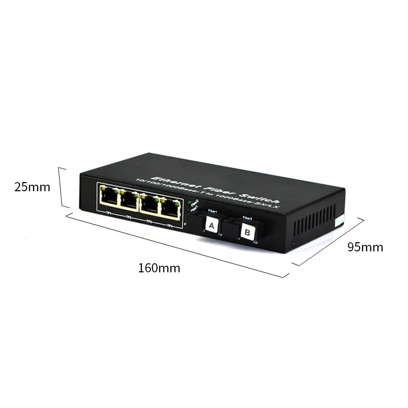 Медиа конвертер Gigabit Ethernet 4 порта 1000 Мбит/с RJ45 на 2 м|Оптоволоконное оборудование| |