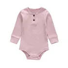 Одежда для маленьких девочек; Однотонная одежда; Хлопковый комбинезон с длинными рукавами; Одежда для малышей