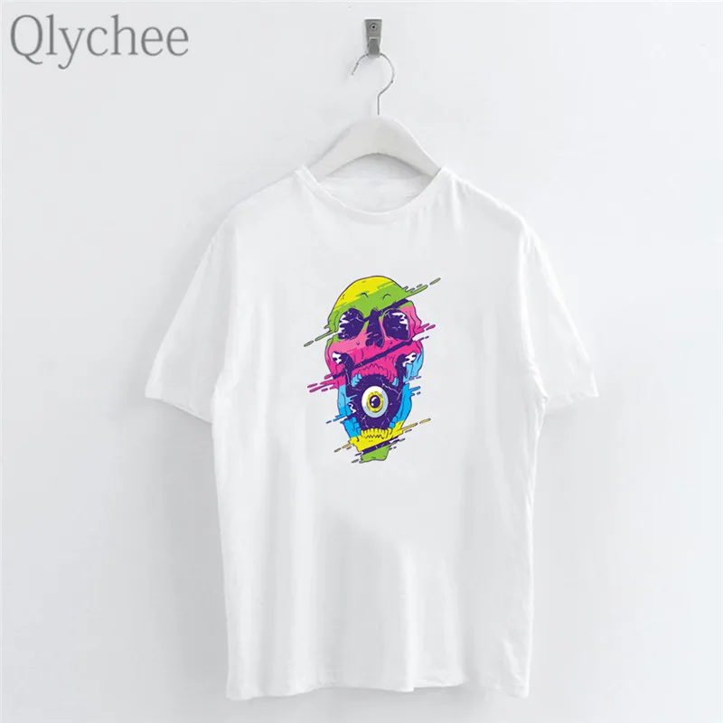 Qlychee уличная женская футболка с принтом глазного яблока футболки вырезом