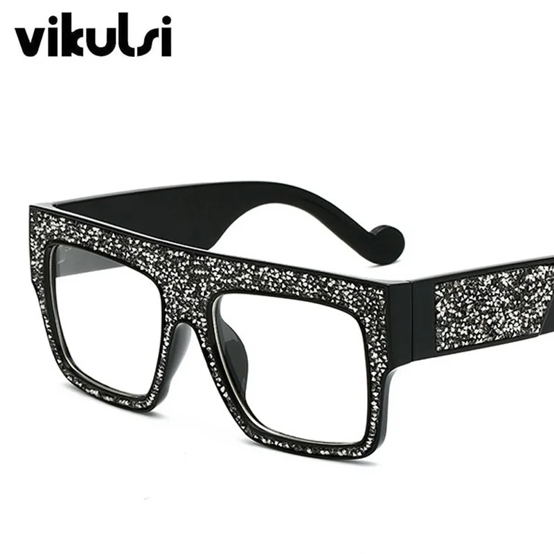 

Classic Shining Square Sunglasses Women Vintage Rhinestones Sunglasses Men Clear Glasses Shades For Female Oculos Feminino UV400