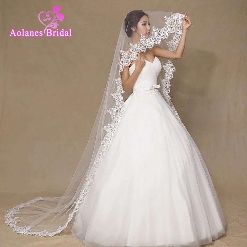 Свадебные аксессуары 2017 тюль с кружевной кромкой длина 3 м кружевная вуаль цвета