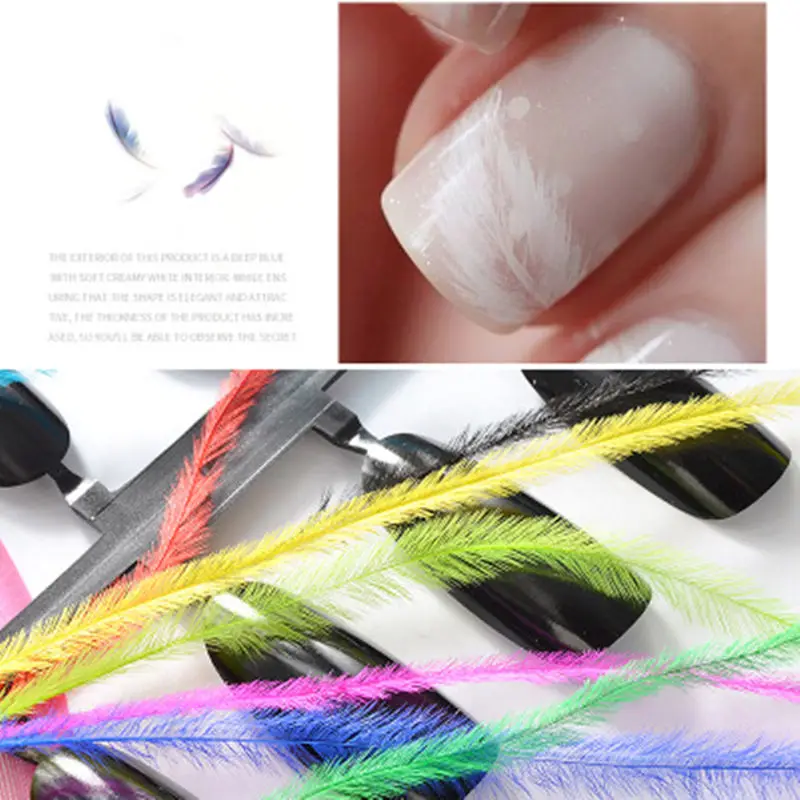 Y-XLWN Nail ornament Autumn and winter nail art jewelry DIY earrings true feather color 10 colors stickers | Красота и здоровье