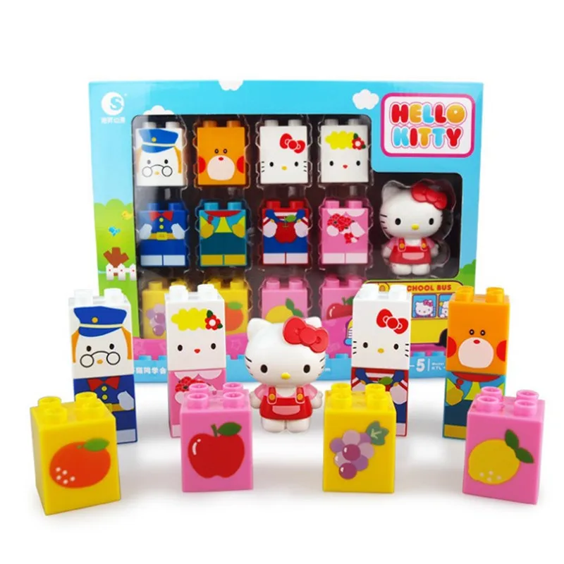 Hello kitty головоломка DIY строительные блоки серии детская модель двойной игрушки