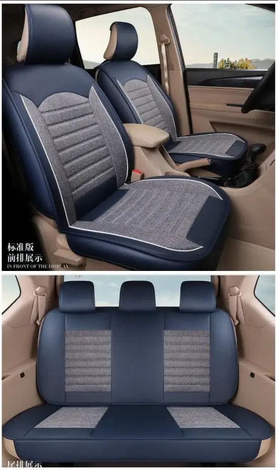 5 seats blue 01 Льняные универсальные чехлы для сидений автомобиля, полностью окруженные сиденья для Lada 110 111 112 Kalina Niva Vesta XRAY Granta, подушка для сидения автомобиля - Название цвета: 5 seats blue 01