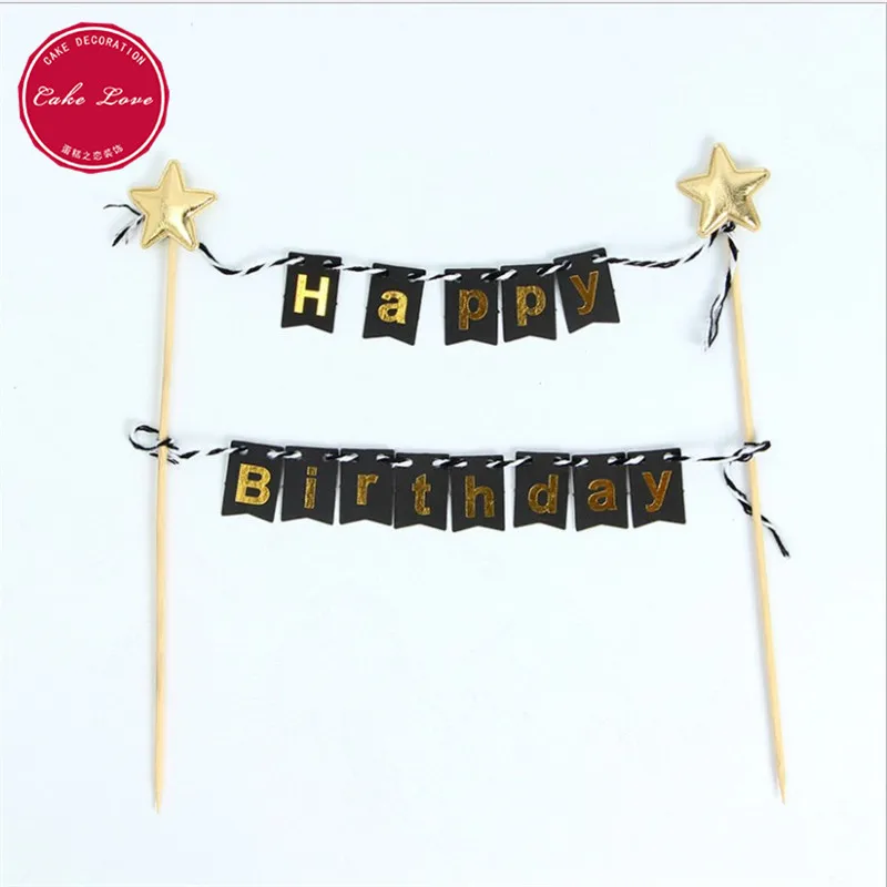 1 Set Happy Birthday Cake Topper Cupcake Toppers Flag Banner 1st Decoration Baby Shower Boy Girl Wedding Party | Дом и сад