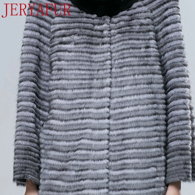 Jeryafur2017 российских женщин зимняя куртка кожаная норки ручной работы одежда