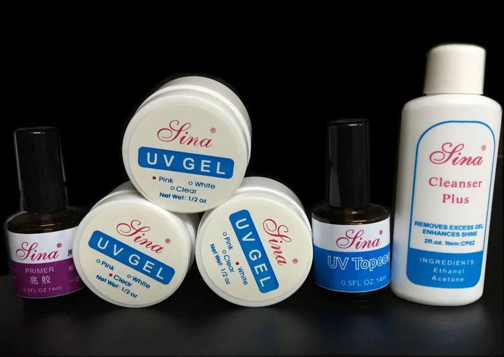 6 шт./лот набор гель uv прозрачный белый розовый УФ верхнее покрытие с защитой от