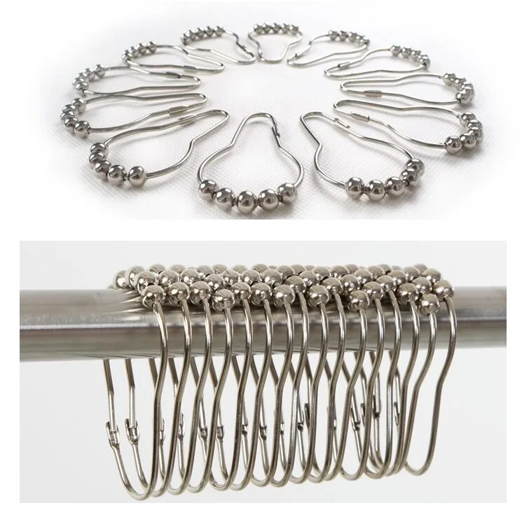 12PCS/SET Rust-proof Steel ball shower curtain hooks Classic bath hook accessories set | Дом и сад
