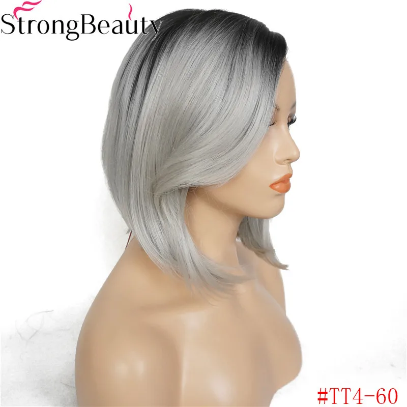 TT4-60 StrongBeauty боб парик Синтетический прямой Омбре средней длины парики - Цвет: TT4-60