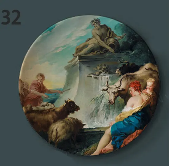 32 Boucher живопись декоративные тарелки керамические домашние художественные блюдо отель фон дисплей картина маслом пластины художественные наклейки для стен - Цвет: 32