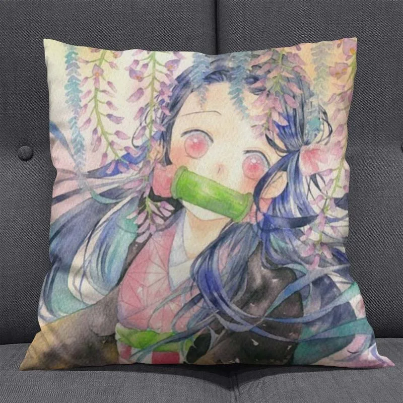 1Pcs Creative Cartoon kimetsu no yaiba Pillow Annie Stuffed Short Plush Office Travel Rest Soft Cushions Home Decor Gift