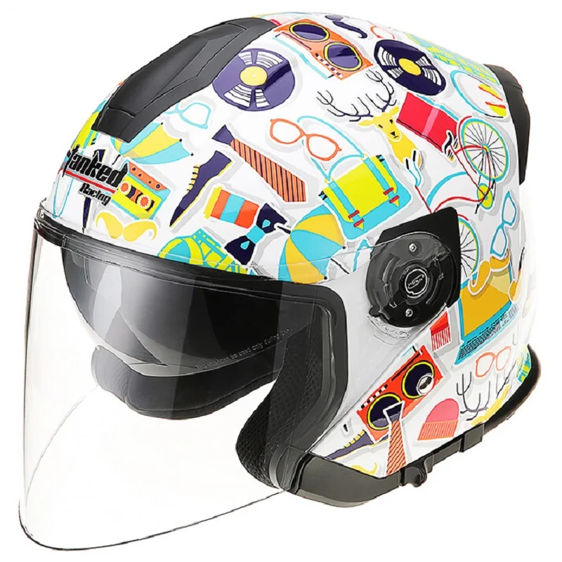 Мотоцикла открытым лицом шлем с двойным стеклом мотоцикл для мотокросса