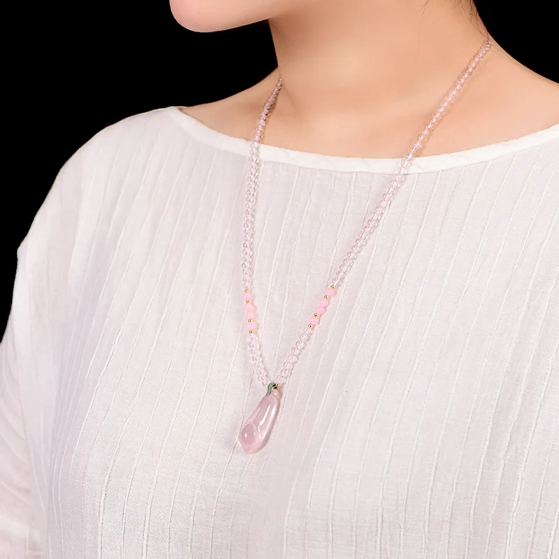 Оптовая продажа розовый кристалл натуральный Подвески ручной работы цветок