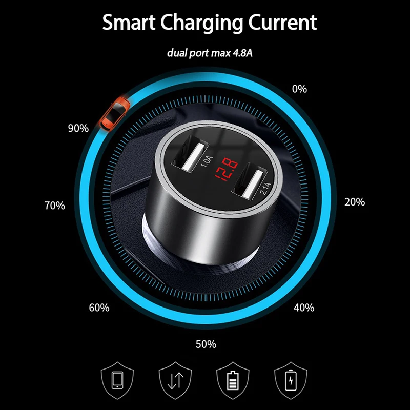Biaze 5V 3.1A устройство для автомобиля с двумя портами USB Зарядное светодиодный