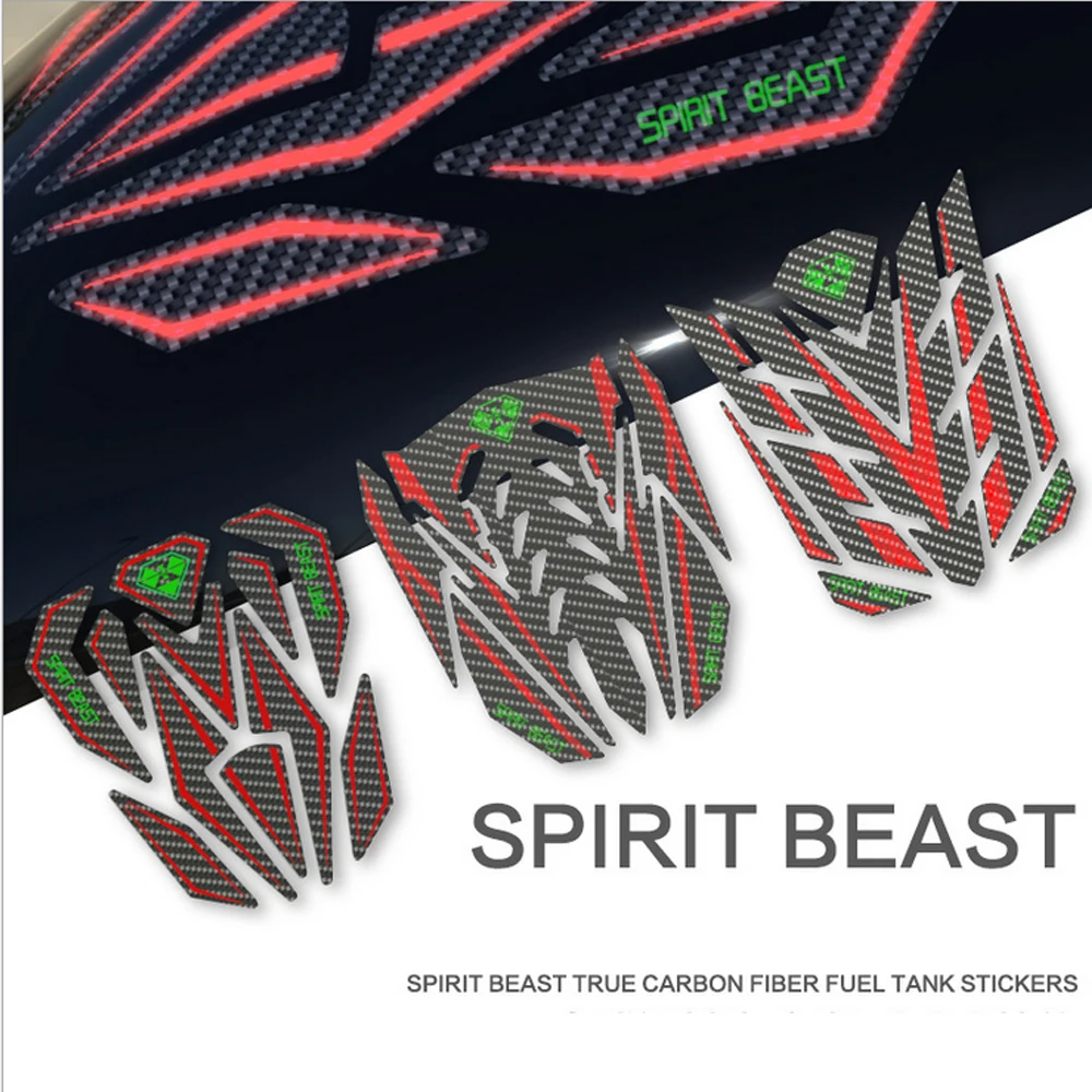 Наклейка на мотоцикл SPIRIT BEAST отражающая углеродная 3d наклейка бензобак для