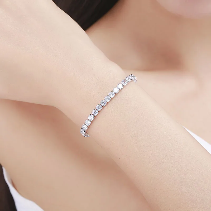 Круглые теннисные браслеты-цепочки из Кубического циркония золотого цвета
