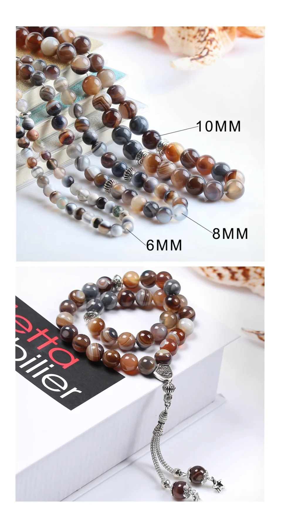 LOSHEREN с фабрики натуральный Агаты камень мусульманские четки Tasbih молитвенные бусы 33 исламские ювелирные изделия браслеты подарок