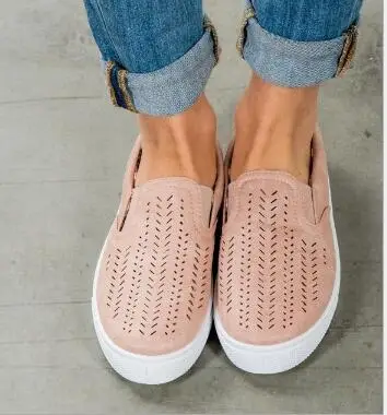 

2018 New Fashion Large Size Flat With Shoes shallow mouth hollow out Round Canvas Shoes Casual Shoes Size 35-43