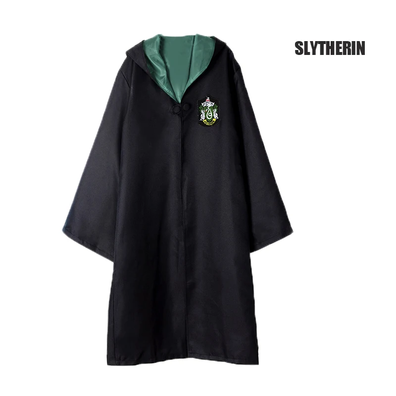Slytherin Robe Cape Cloak With Tie Scarf Wand Potter Glasses Ravenclaw Gryffindor Hufflepuff Slytherin Costume Adult Potter Cosplay - Цвет: Slytherin