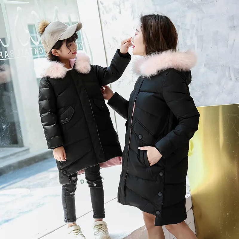 Пуховики для мамы и дочки детская зимняя одежда От 6 до 16 лет Teeange плотное теплое