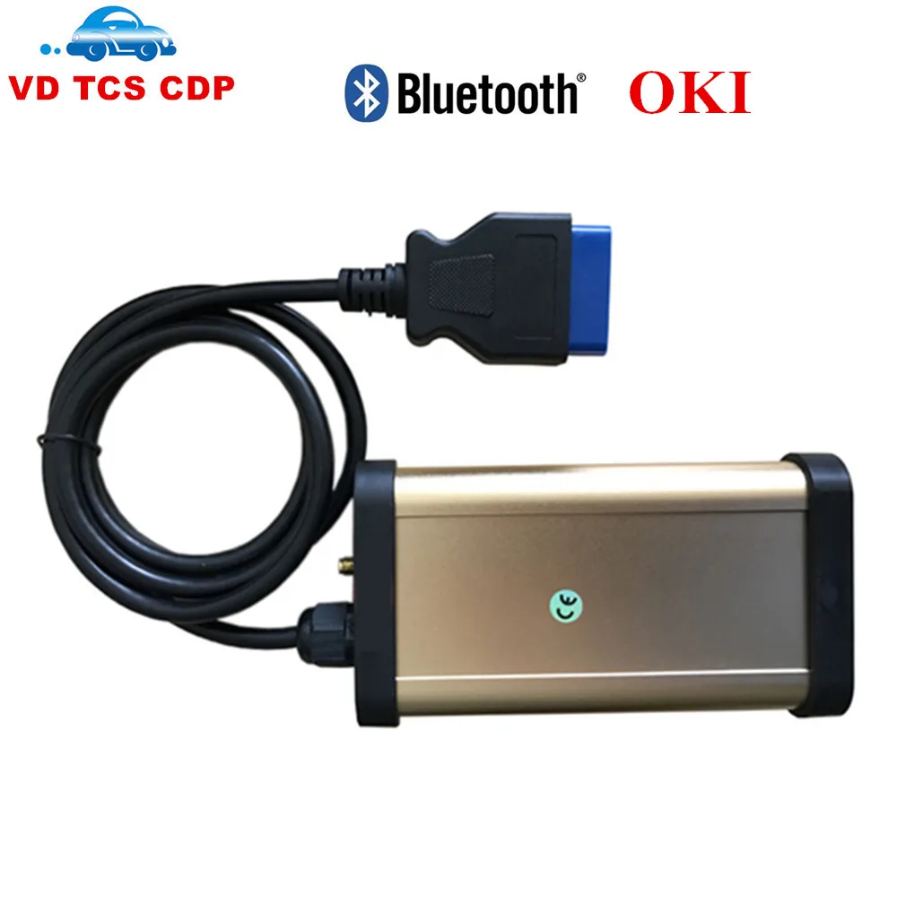 Золотой VD TCS CDP с функцией Bluetooth OKI (M6636B Chip) лучшее качество OBDII OBD2 сканер Интерфейс