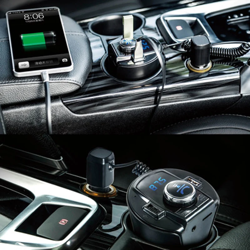 APRICOTCAR чашки Тип Bluetooth Автомобильный Mp3 FM передатчик Радио синего света цифровой