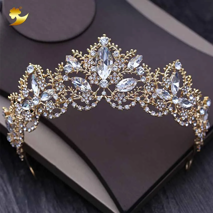 xy1014 Light Gold XinYun Лидер продаж Стразы для свадебной короны тиара золотого цвета диадема, тиара для женщин Свадебные аксессуары для волос подружки невесты подарок - Цвет: xy1014 Light Gold