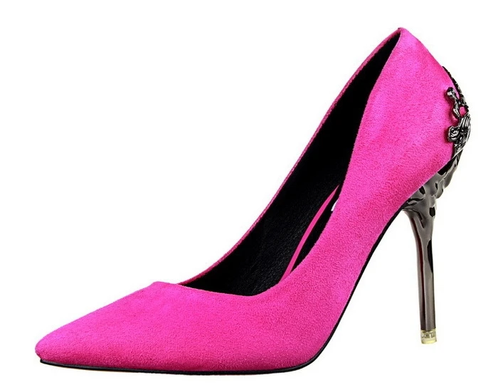 Bigtree реальные фото розовый красного цвета высокий тонкий каблук Туфли-лодочки