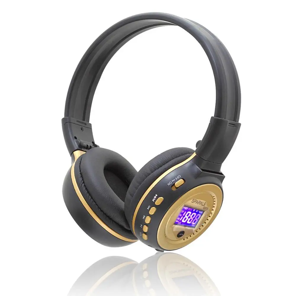 Zealot B570 гарнитура lcd Складная на ухо Беспроводная стерео Bluetooth V4.0 наушники с fm-радио TF карта MP3 для смартфона - Цвет: Gold