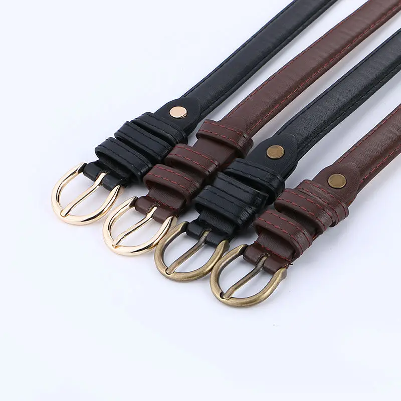 Ремень с винтажной пряжкой Женский тонкий кожаный декоративный пояс для джинсов