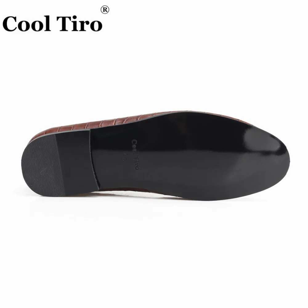 Cool Tiro/коричневые крокодиловые Мокасины с кисточками мужские тапочки мокасины на