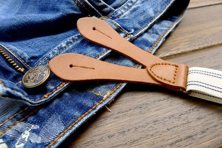 Подтяжки из яловой кожи с пуговицами базовый нагрудник натуральной модные