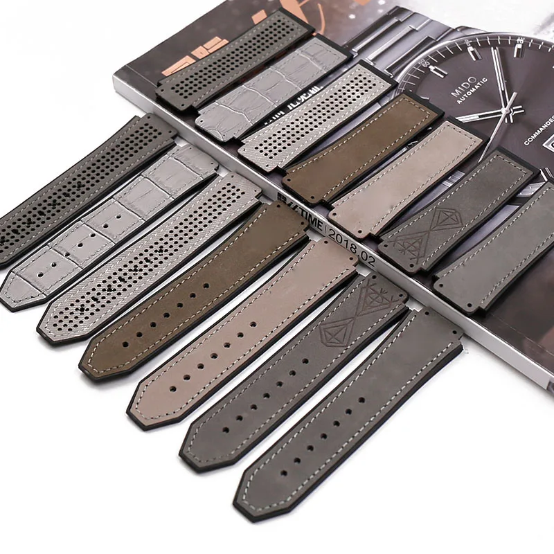 Men watch band watch accessories leather strap 19mmx25mm for HUBLOT big bang series rubber strap sports waterproof female