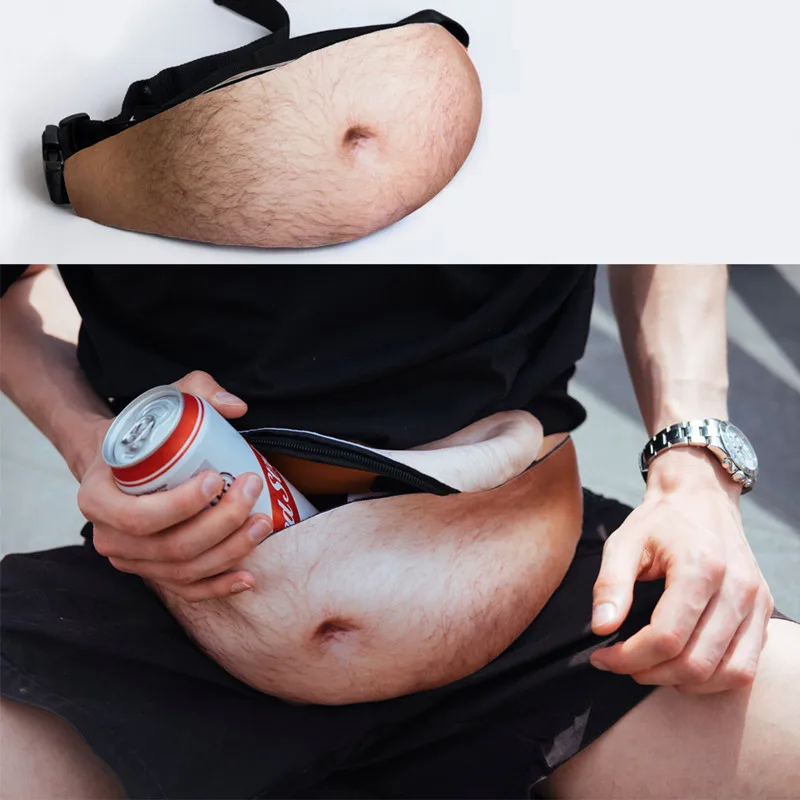 Новинка, забавные поясные сумки Dad Bod, универсальные, телесные, цветные, пивные, поясные сумки, толстый, с мехом, поясная сумка для живота, кошелек для монет