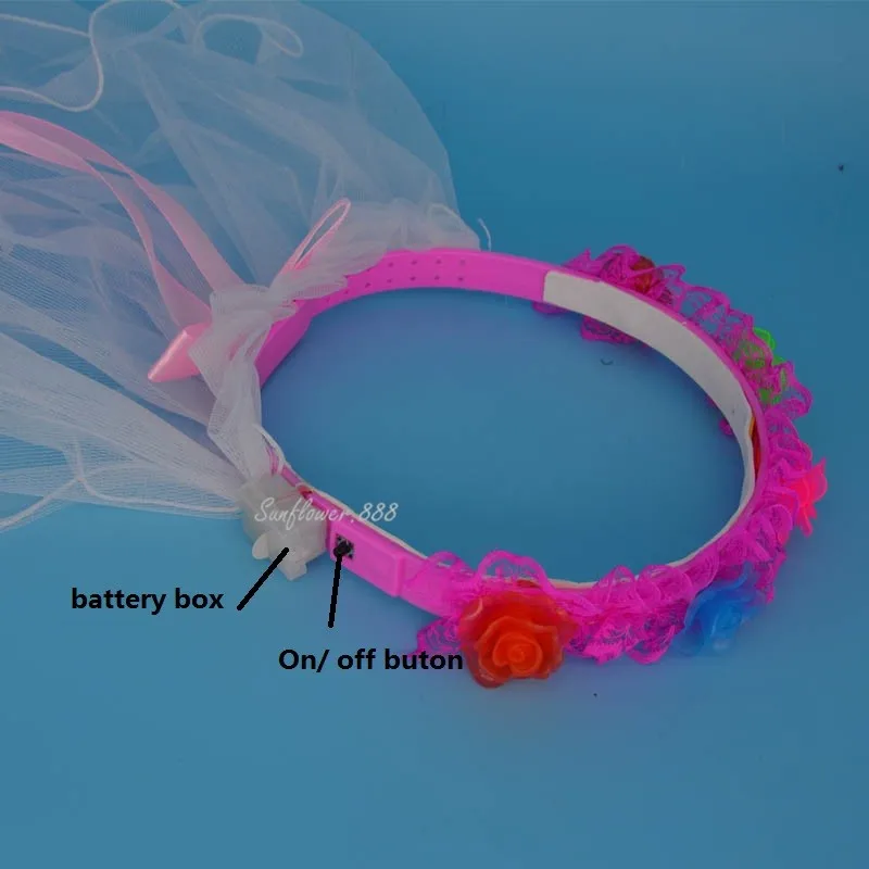LED Flashing Light Girls Bridal Artifical Flower headband garland Veil Party Wreath Show home decor birthday | Дом и сад