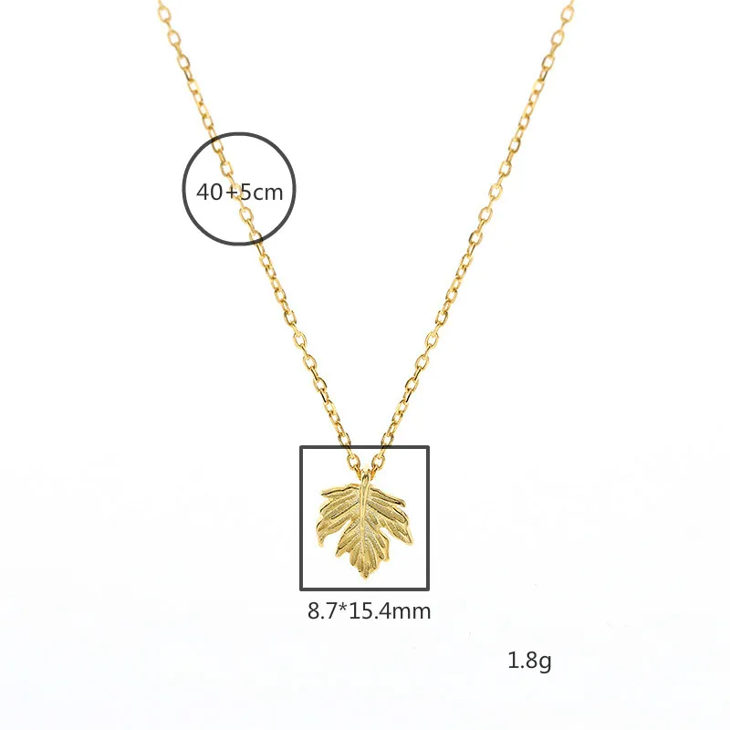 

Maple Leaves 18k Gold Necklace For Women Real 925 Sterling Silver Fashion Chain Fine Jewelry Simple Necklaces & Pendants Flyleaf