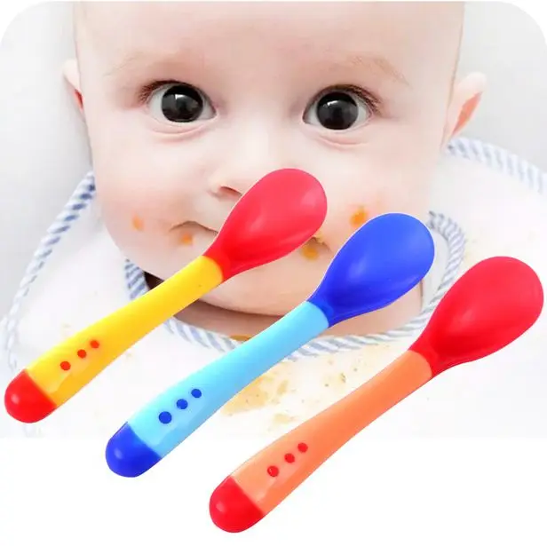 2 шт./лот детская посуда с температурным сенсором Детская Ложка Вилка Набор для