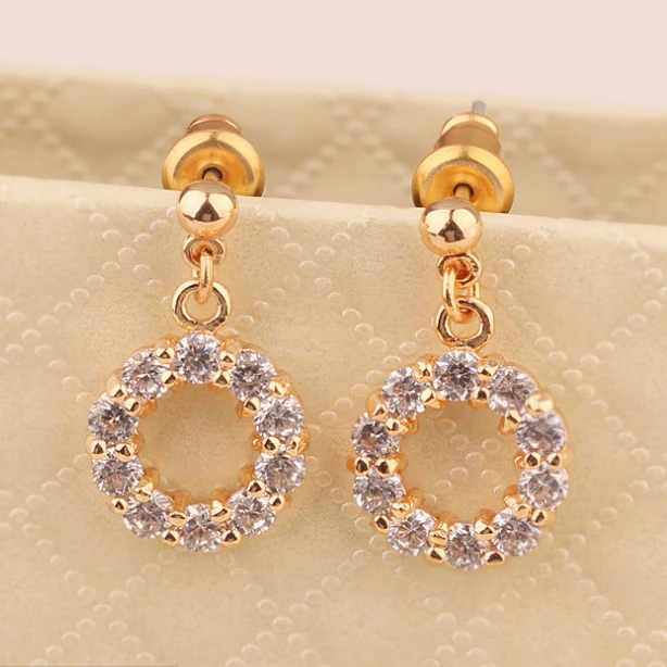 

Earrings hypoallergenic round copper inlaid zircon earrings