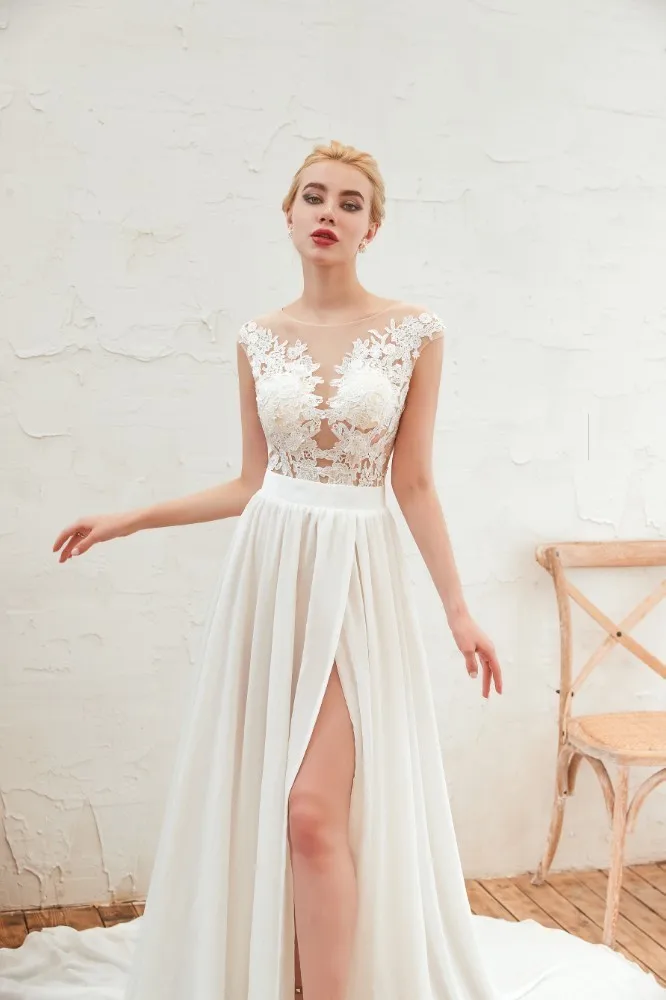 Платье для свадьбы Vivian's Bridal простое летнее пляжное платье с кружевной