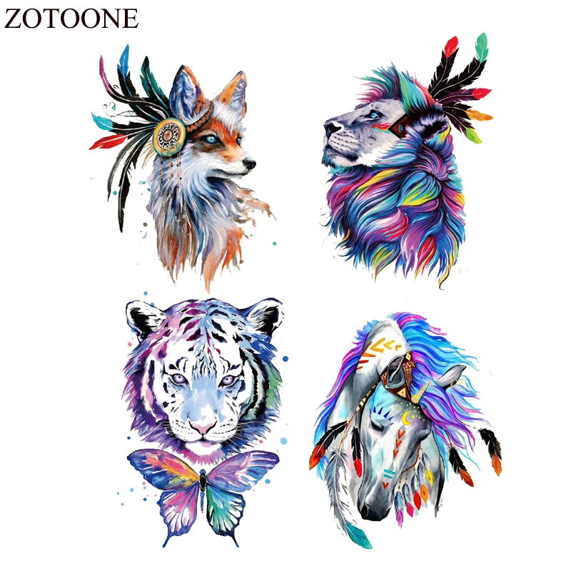 ZOTOONE акварельные нашивки с животными термоклейкие тигром для детской одежды