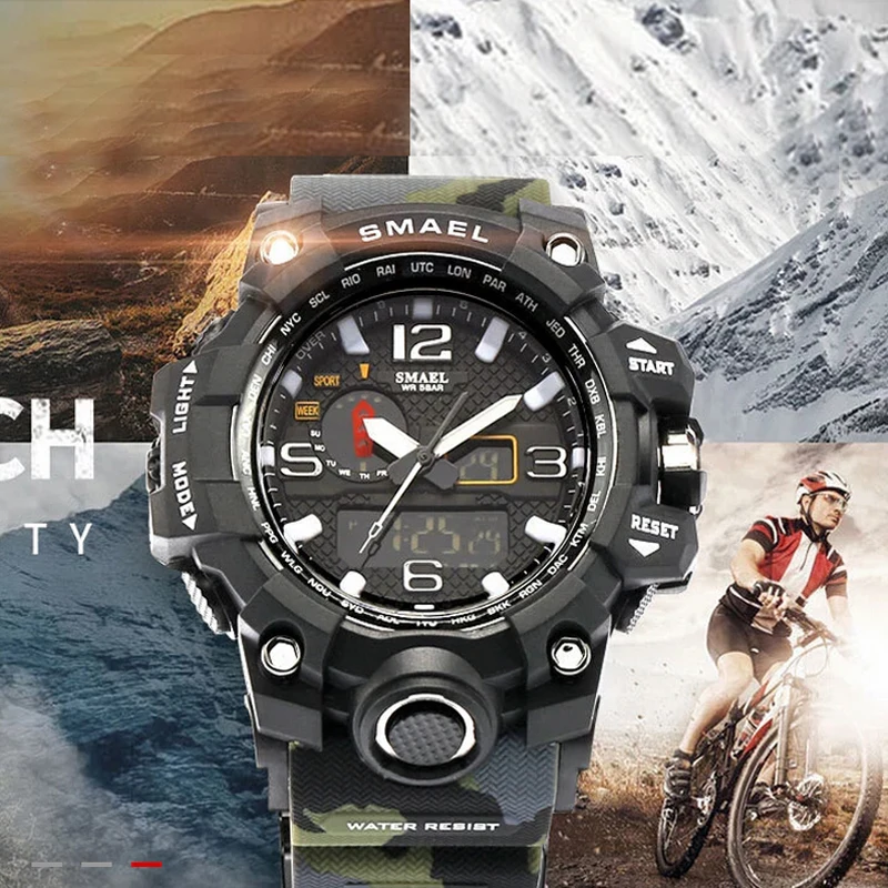 2018 военные спортивные часы для мужчин Топ бренд камуфляж армейские электронные