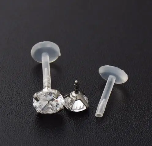 1 шт 8 мм длина мягкий прозрачный из гибкого биопласта Циркон Сердце Labret Кольцо нажмите в губы кольцо серьги на козелок пирсинг ювелирные изделия