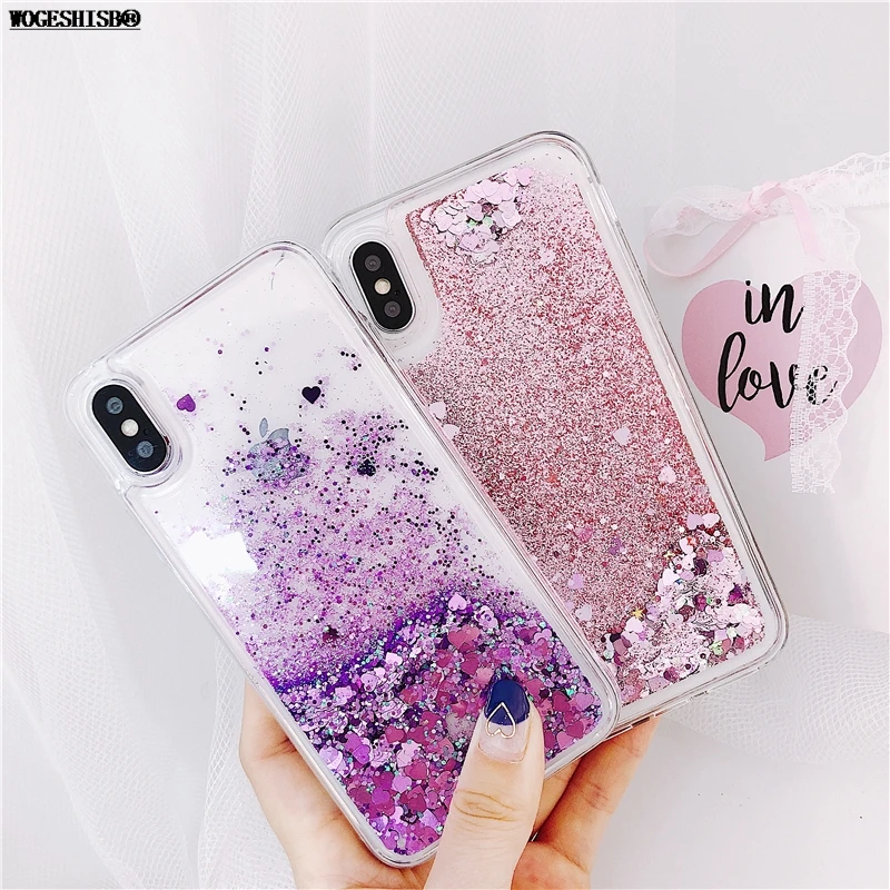 Чехол с жидким сыпучим песком для iPhone X XR XS MAX блестящий чехол телефона 6 6S 7 8 Plus 5
