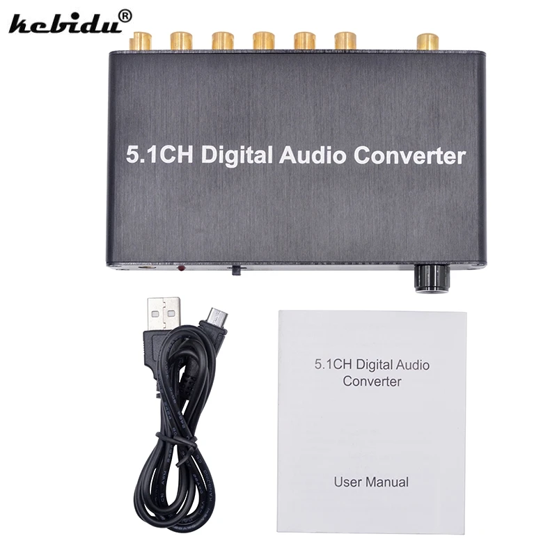 Цифровой аудио преобразователь kebidu декодер 5.1CH SPDIF коаксиальный к RCA DTS AC3 цифровой