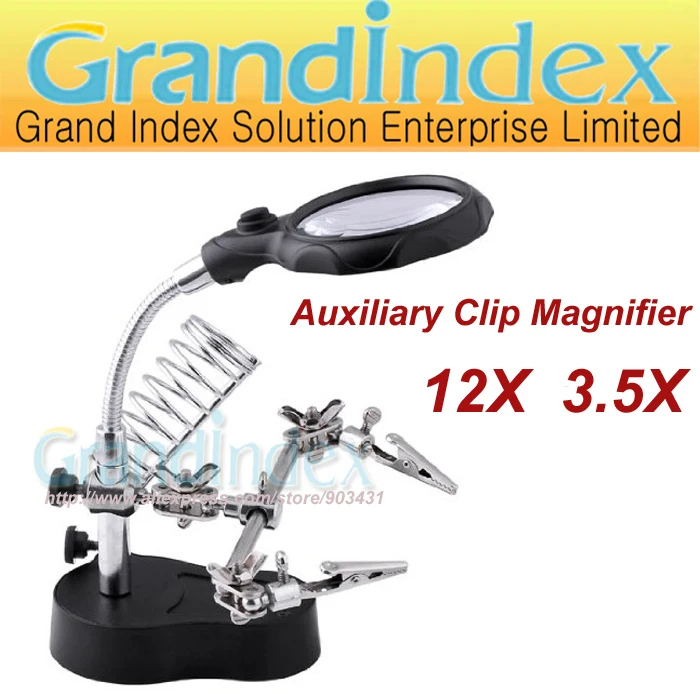 Бесплатная доставка: Вспомогательный зажим Лупа со светодио дный подсветкой MG16126